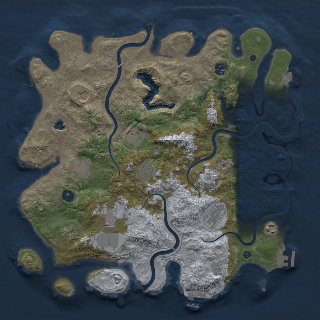Rust Map: Procedural Map, Size: 4000, Seed: 433456345, 16 Monuments