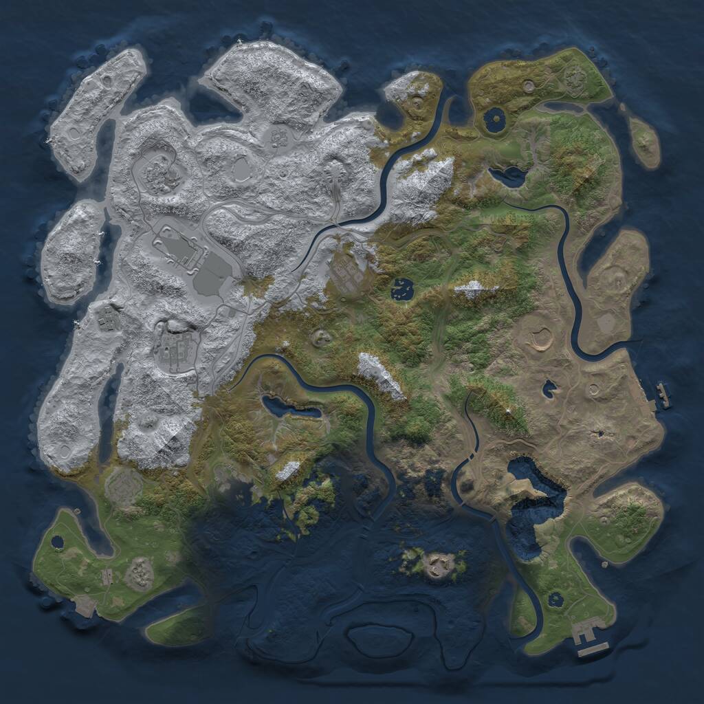 Rust Map: Procedural Map, Size: 4500, Seed: 423701550, 16 Monuments