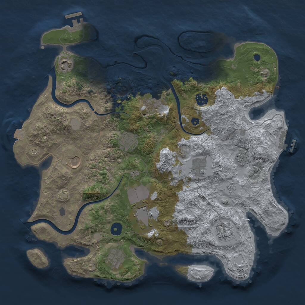 Rust Map: Procedural Map, Size: 3700, Seed: 675946021, 16 Monuments