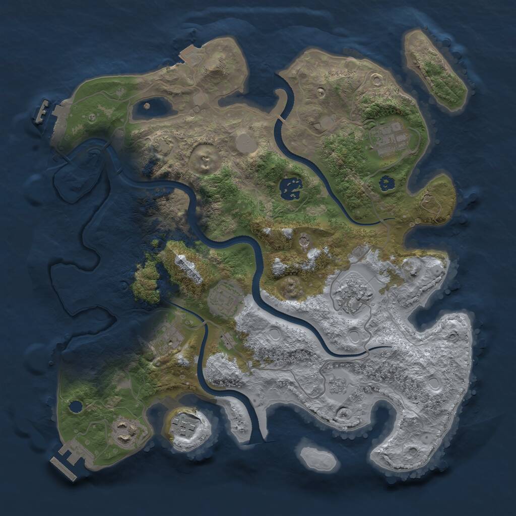 Rust Map: Procedural Map, Size: 3300, Seed: 1042020223, 13 Monuments