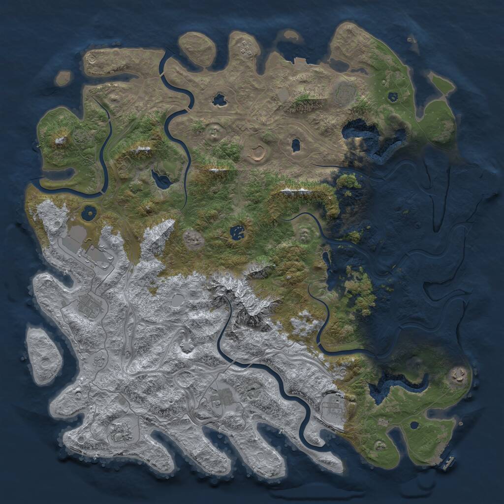 Rust Map: Procedural Map, Size: 5000, Seed: 1367498510, 16 Monuments