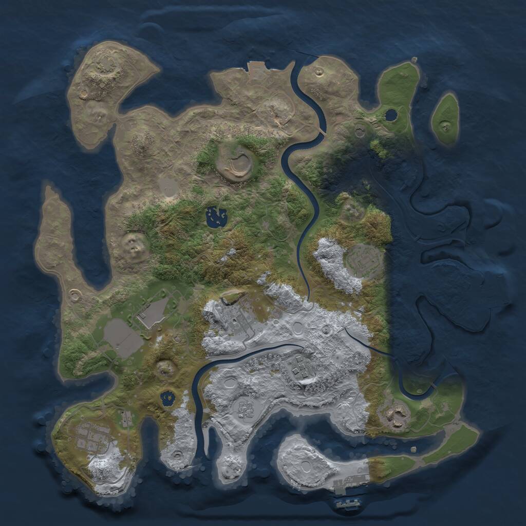 Rust Map: Procedural Map, Size: 3500, Seed: 831669544, 14 Monuments