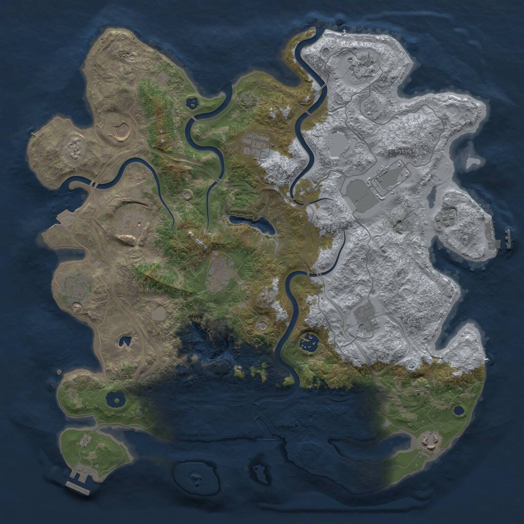 Rust Map: Procedural Map, Size: 4250, Seed: 1000194276, 17 Monuments