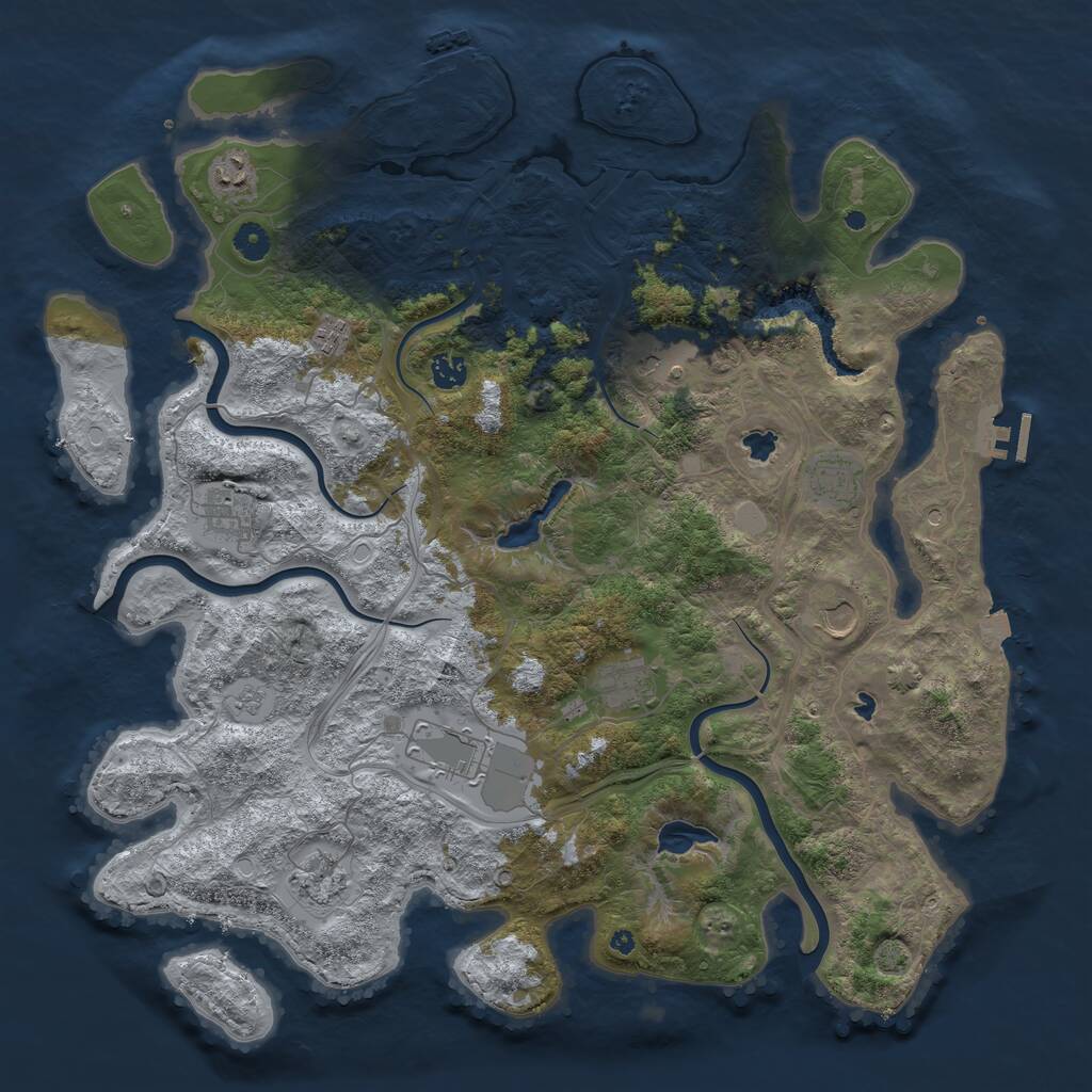 Rust Map: Procedural Map, Size: 4500, Seed: 201983439, 16 Monuments