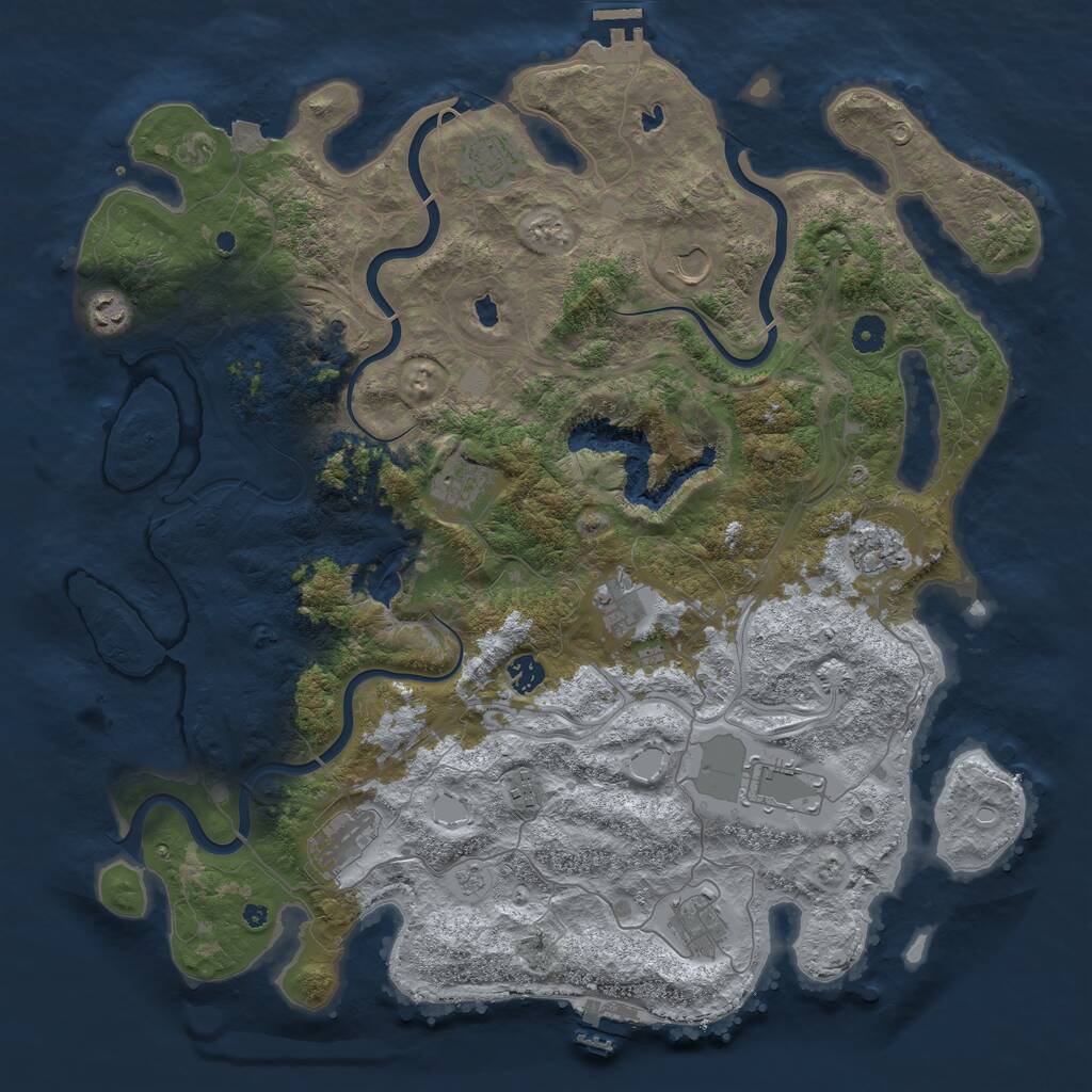 Rust Map: Procedural Map, Size: 4500, Seed: 938779000, 17 Monuments