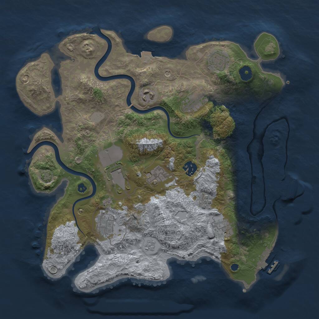 Rust Map: Procedural Map, Size: 3500, Seed: 529219987, 15 Monuments