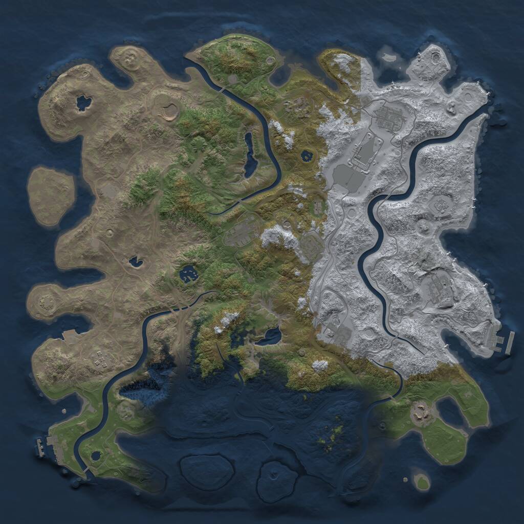 Rust Map: Procedural Map, Size: 4500, Seed: 821070634, 17 Monuments