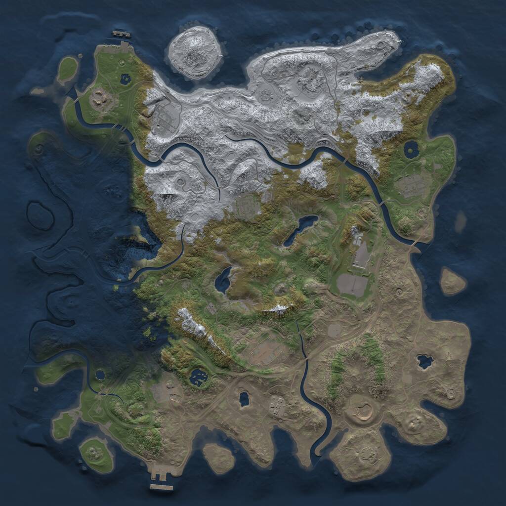 Rust Map: Procedural Map, Size: 4500, Seed: 1509433285, 17 Monuments