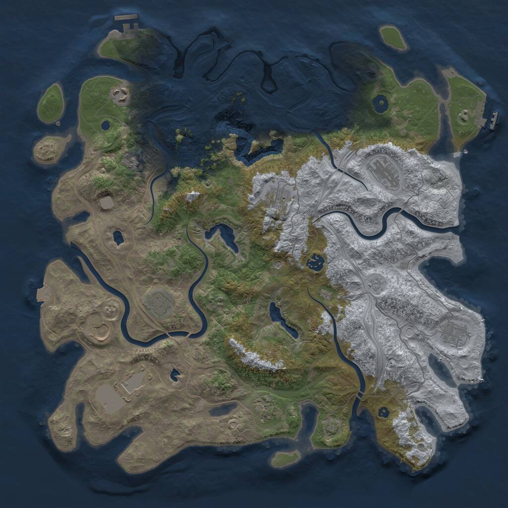 Rust Map: Procedural Map, Size: 4500, Seed: 92025, 16 Monuments