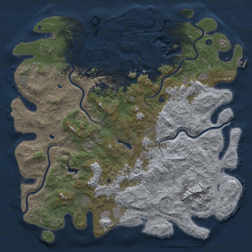 Rust Map: Procedural Map, Size: 6000, Seed: 47852, 17 Monuments