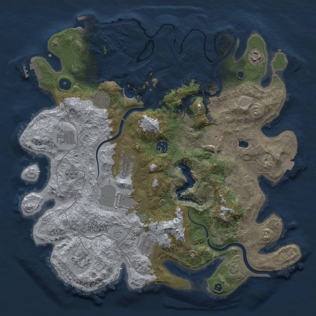 Rust Map: Procedural Map, Size: 4000, Seed: 205403725, 16 Monuments