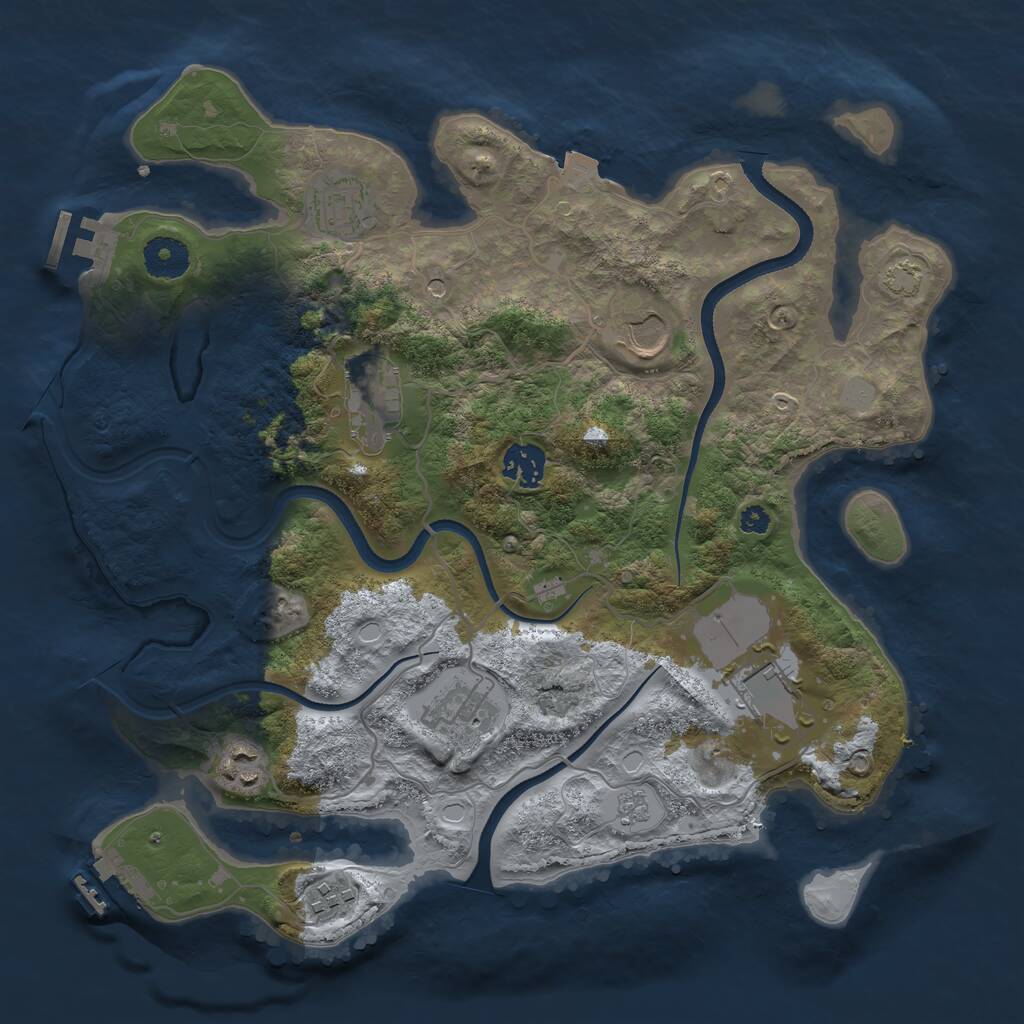Rust Map: Procedural Map, Size: 3500, Seed: 985271654, 14 Monuments
