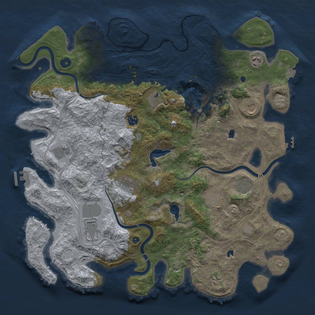 Rust Map: Procedural Map, Size: 4500, Seed: 133603687, 17 Monuments