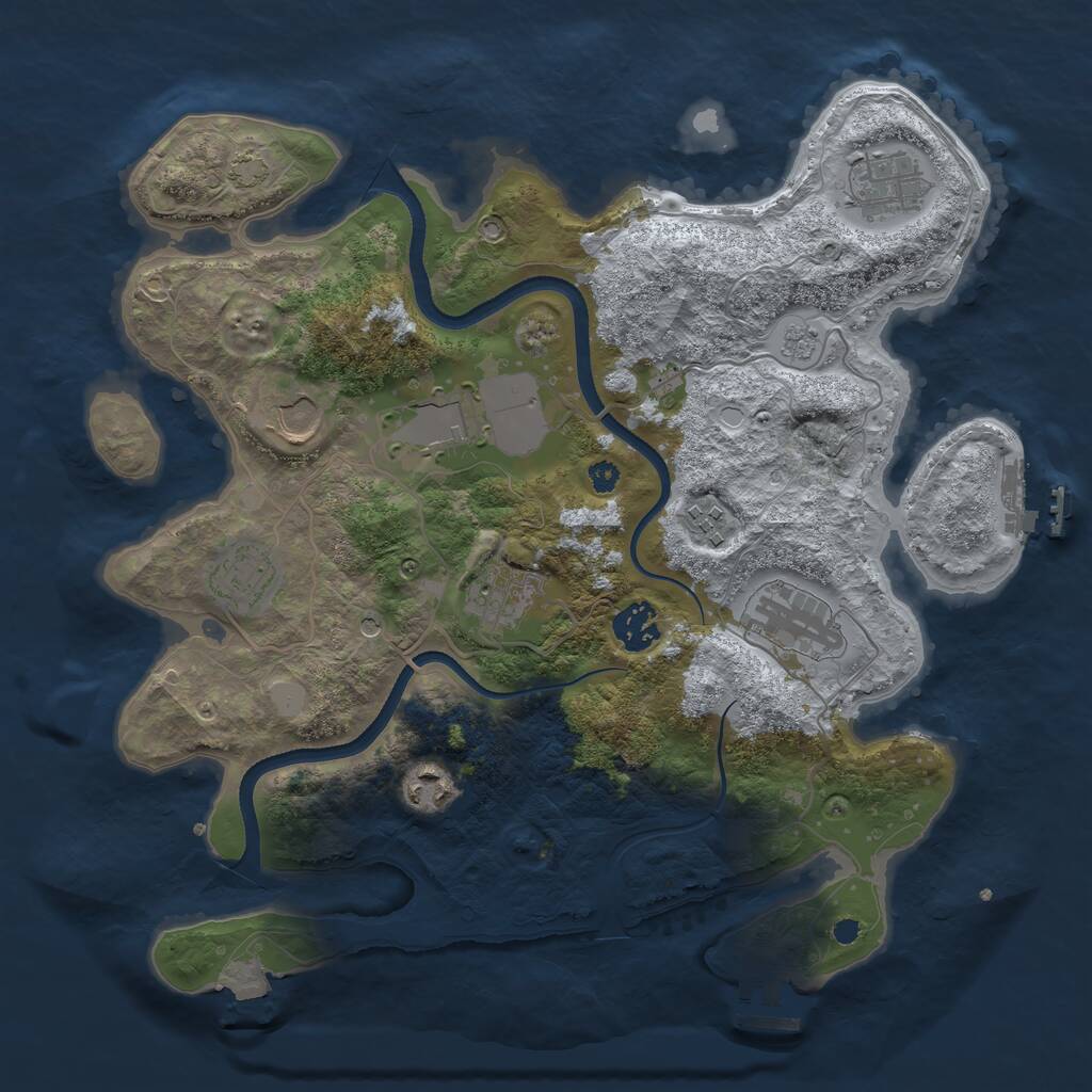 Rust Map: Procedural Map, Size: 3500, Seed: 735439046, 15 Monuments