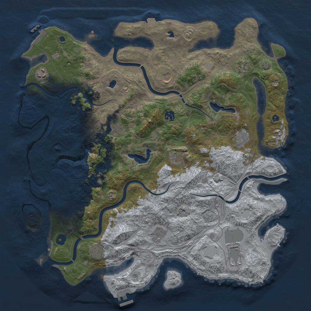 Rust Map: Procedural Map, Size: 4500, Seed: 1094523471, 17 Monuments