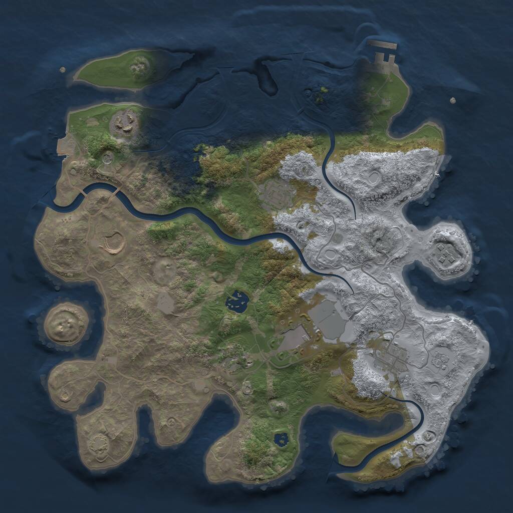 Rust Map: Procedural Map, Size: 3500, Seed: 246670919, 13 Monuments