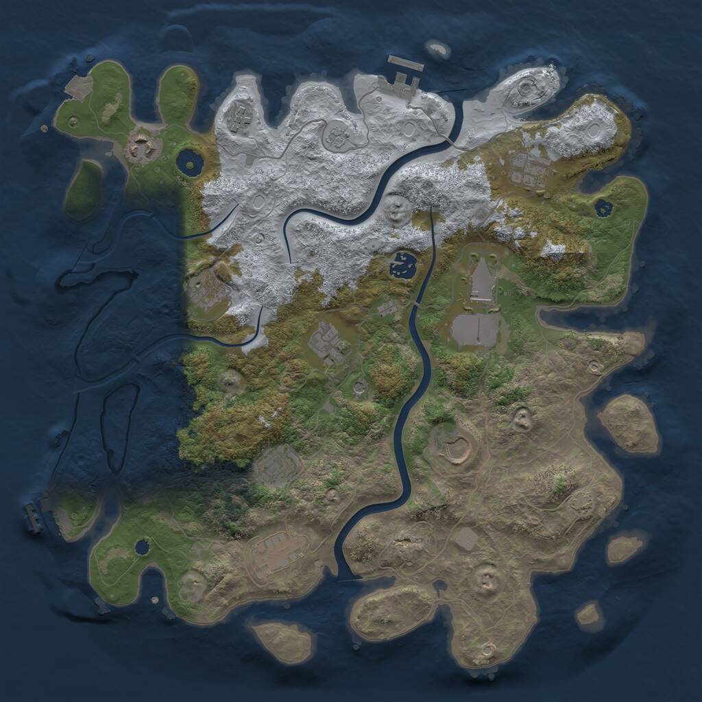 Rust Map: Procedural Map, Size: 3900, Seed: 3589753, 16 Monuments