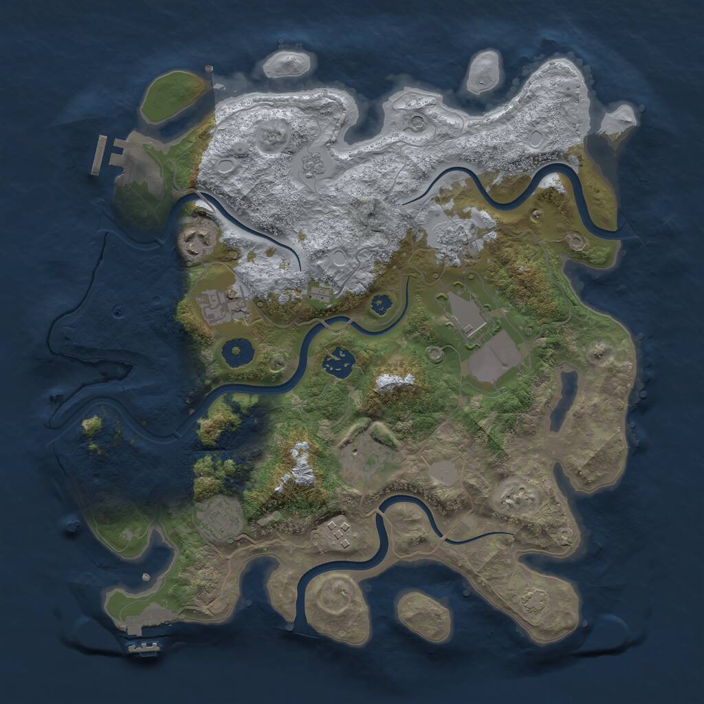 Rust Map: Procedural Map, Size: 3500, Seed: 879276568, 14 Monuments