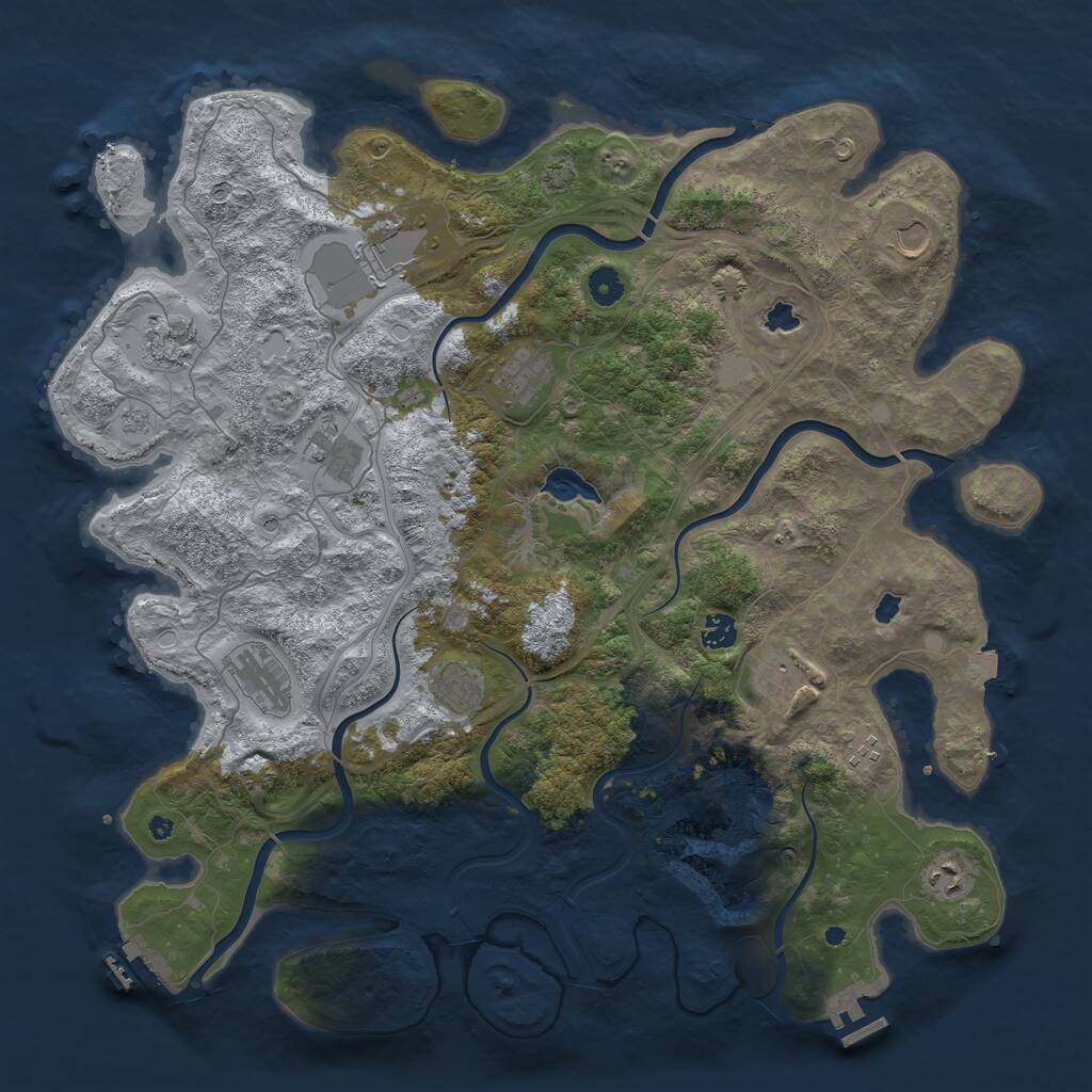 Rust Map: Procedural Map, Size: 4500, Seed: 439906577, 17 Monuments