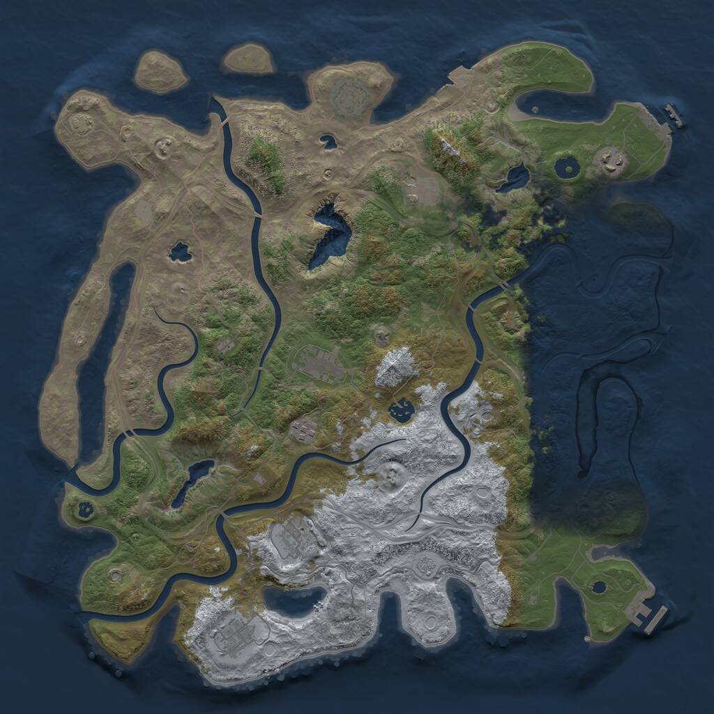 Rust Map: Procedural Map, Size: 4500, Seed: 406936052, 14 Monuments
