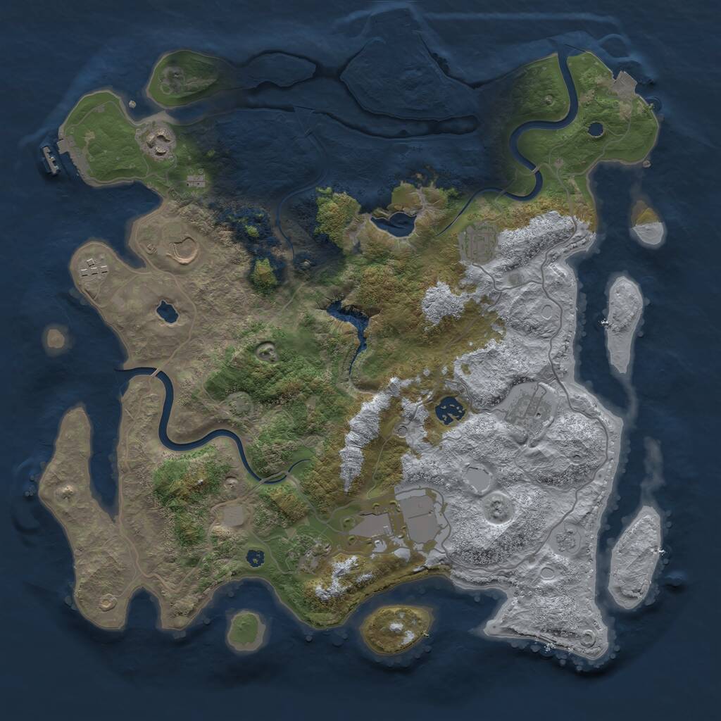 Rust Map: Procedural Map, Size: 4000, Seed: 41038309, 14 Monuments