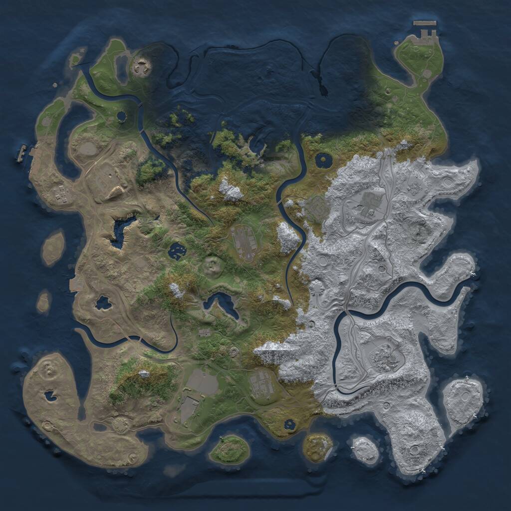 Rust Map: Procedural Map, Size: 4500, Seed: 658356, 16 Monuments