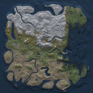 Thumbnail Rust Map: Procedural Map, Size: 5000, Seed: 46268039, 17 Monuments