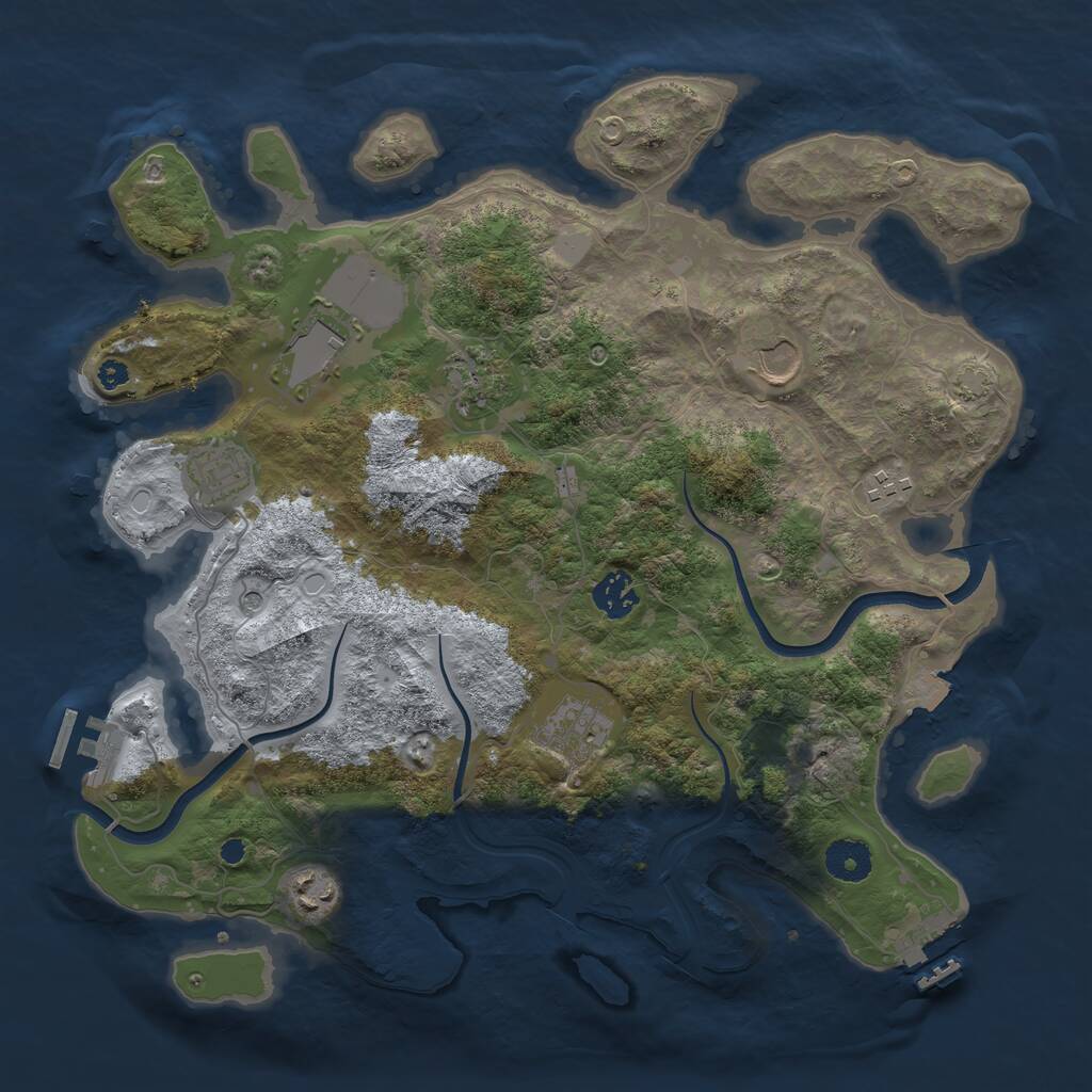 Rust Map: Procedural Map, Size: 3650, Seed: 25913466, 13 Monuments