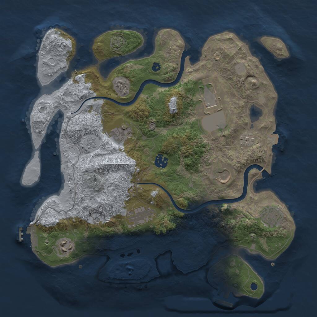Rust Map: Procedural Map, Size: 3500, Seed: 1371608494, 14 Monuments