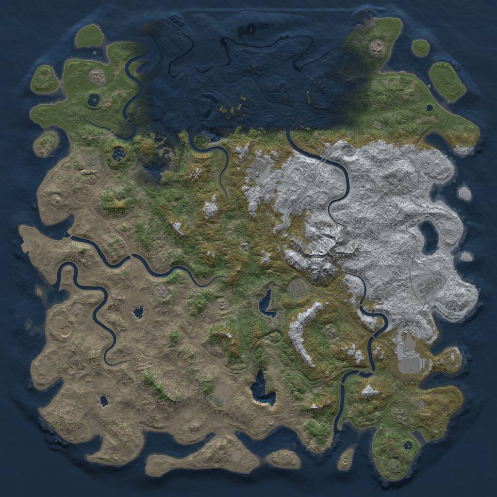 Rust Map: Procedural Map, Size: 6000, Seed: 532241183, 17 Monuments