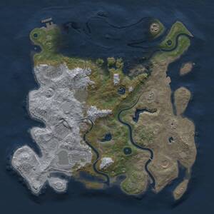 Thumbnail Rust Map: Procedural Map, Size: 4096, Seed: 2097732695, 14 Monuments