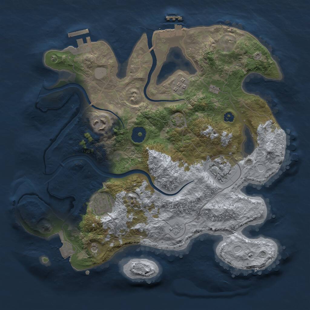 Rust Map: Procedural Map, Size: 3000, Seed: 16213425, 10 Monuments