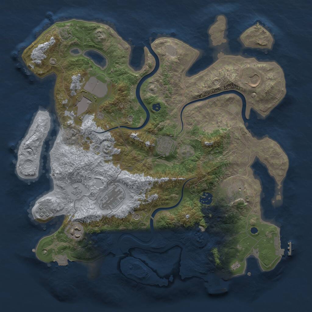 Rust Map: Procedural Map, Size: 3650, Seed: 758151965, 14 Monuments