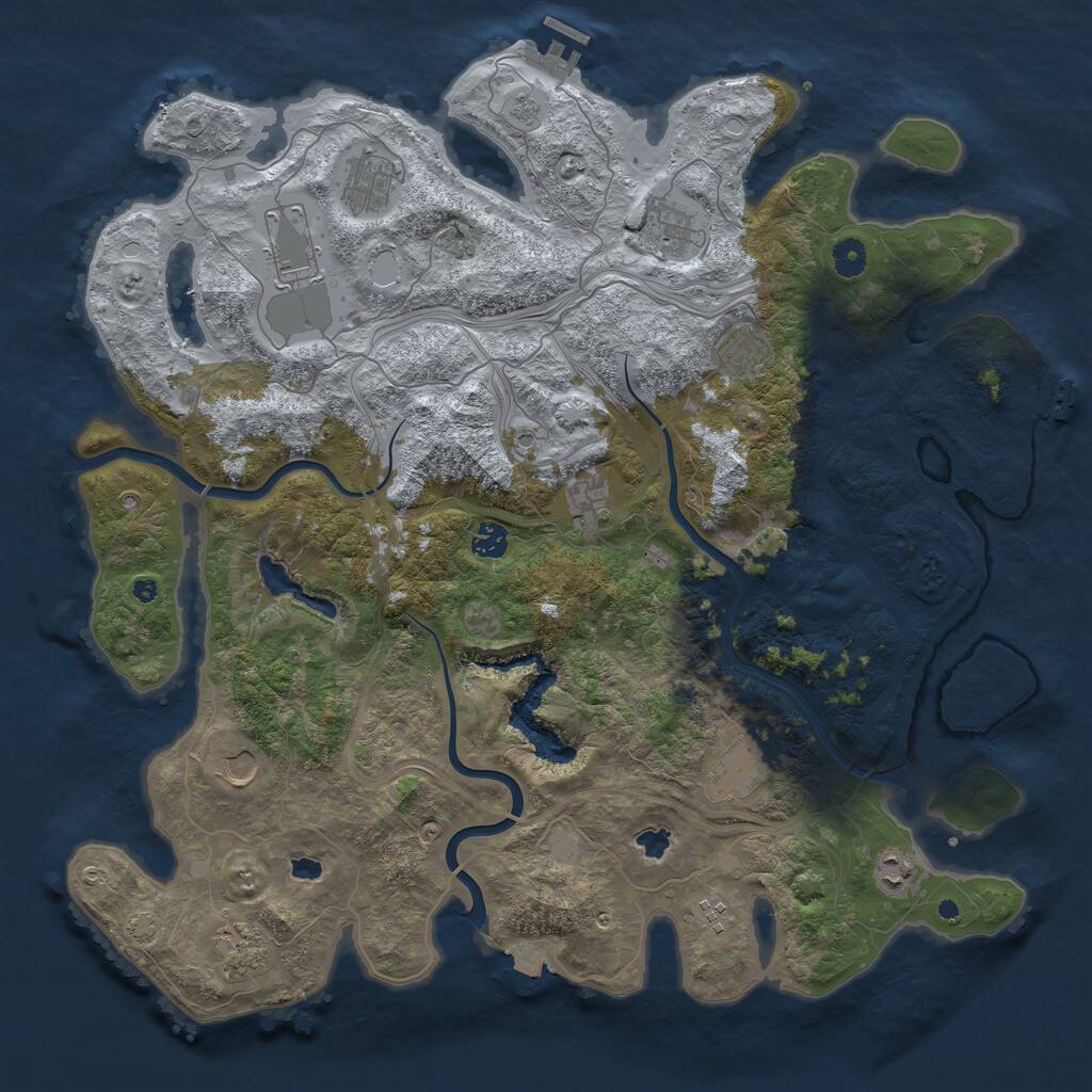 Rust Map: Procedural Map, Size: 4500, Seed: 176036620, 17 Monuments