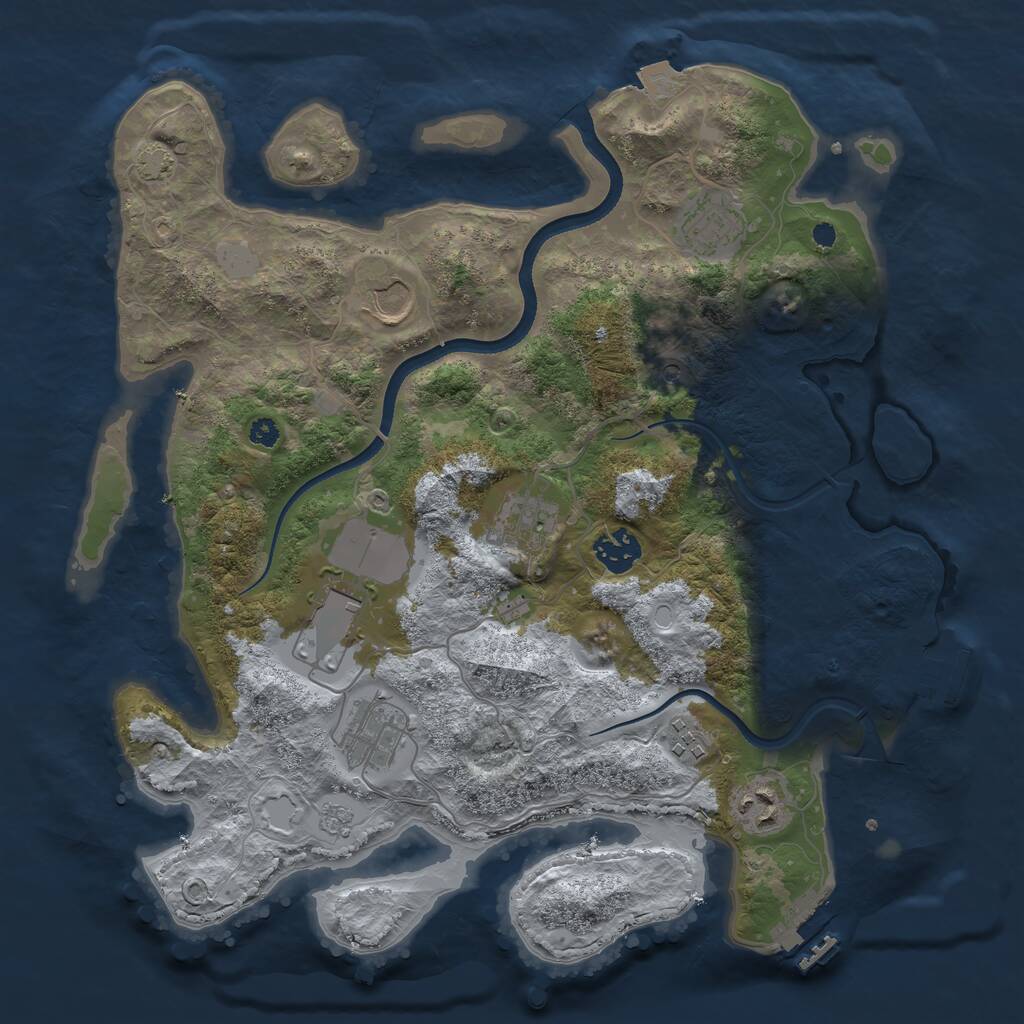 Rust Map: Procedural Map, Size: 3500, Seed: 2020756226, 14 Monuments