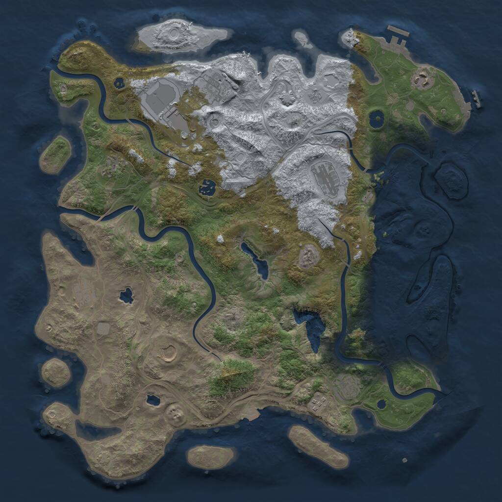 Rust Map: Procedural Map, Size: 4500, Seed: 942915812, 16 Monuments