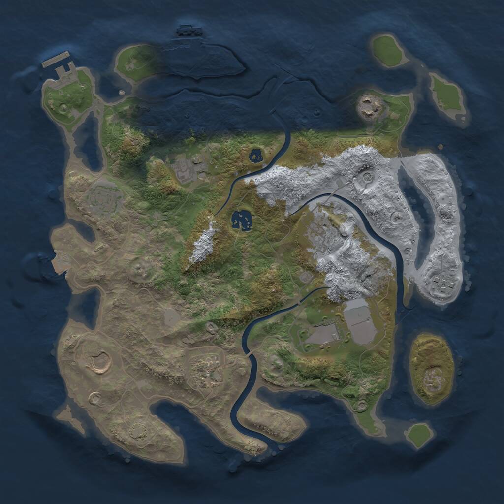 Rust Map: Procedural Map, Size: 3500, Seed: 1201208697, 14 Monuments