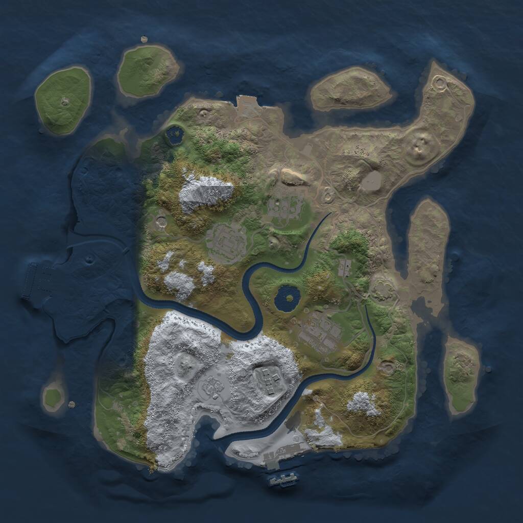 Rust Map: Procedural Map, Size: 3000, Seed: 1495061217, 10 Monuments