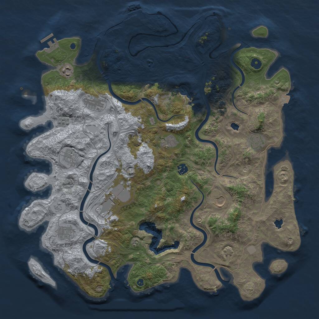 Rust Map: Procedural Map, Size: 4500, Seed: 976555, 16 Monuments
