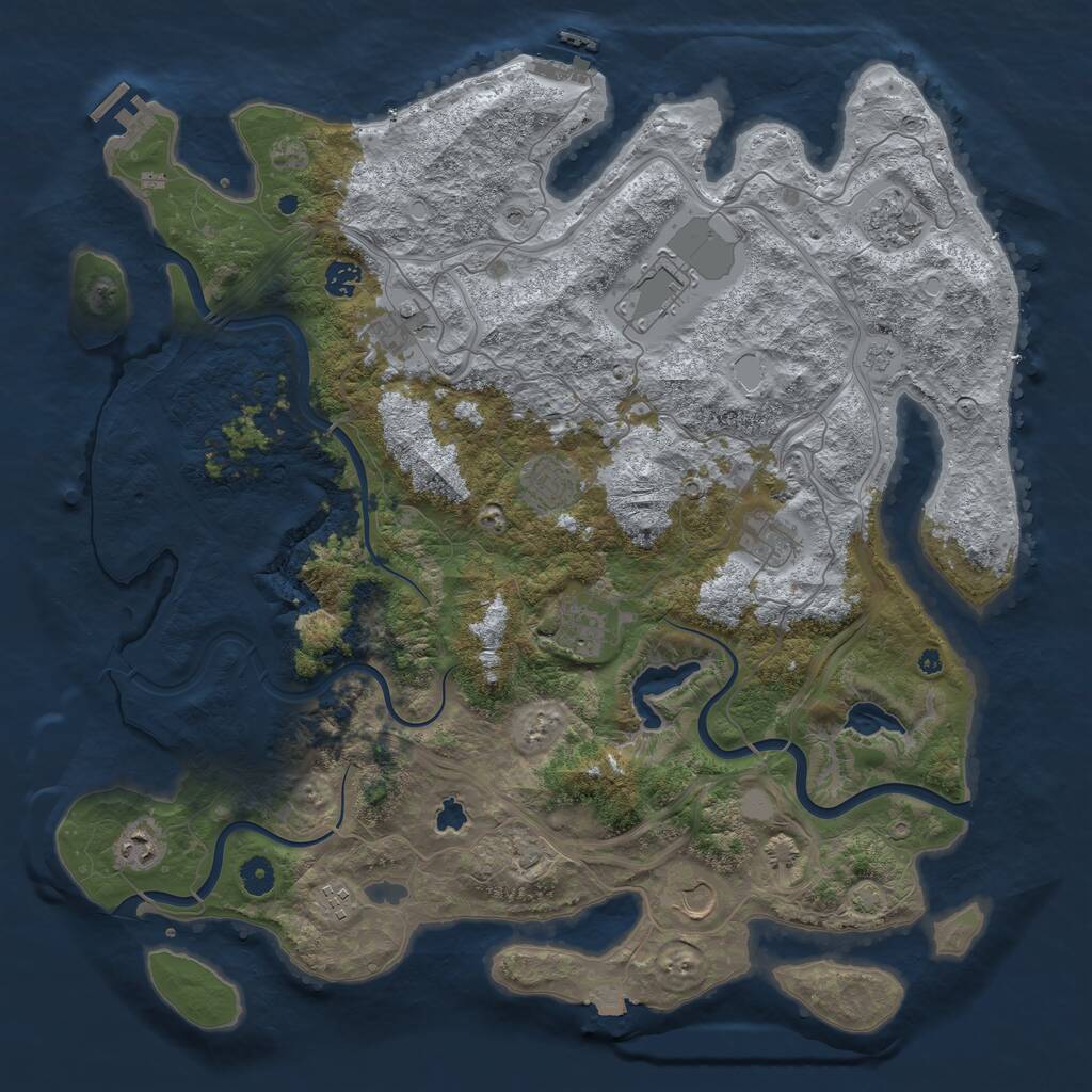 Rust Map: Procedural Map, Size: 4500, Seed: 268004587, 16 Monuments