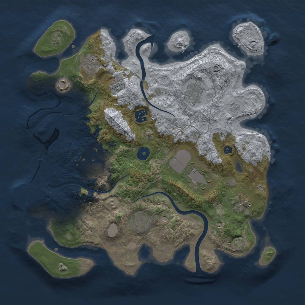 Rust Map: Procedural Map, Size: 3500, Seed: 57306965, 14 Monuments