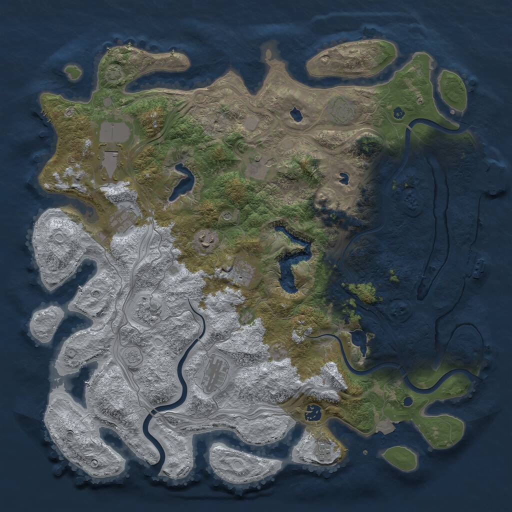 Rust Map: Procedural Map, Size: 4500, Seed: 476367471, 16 Monuments