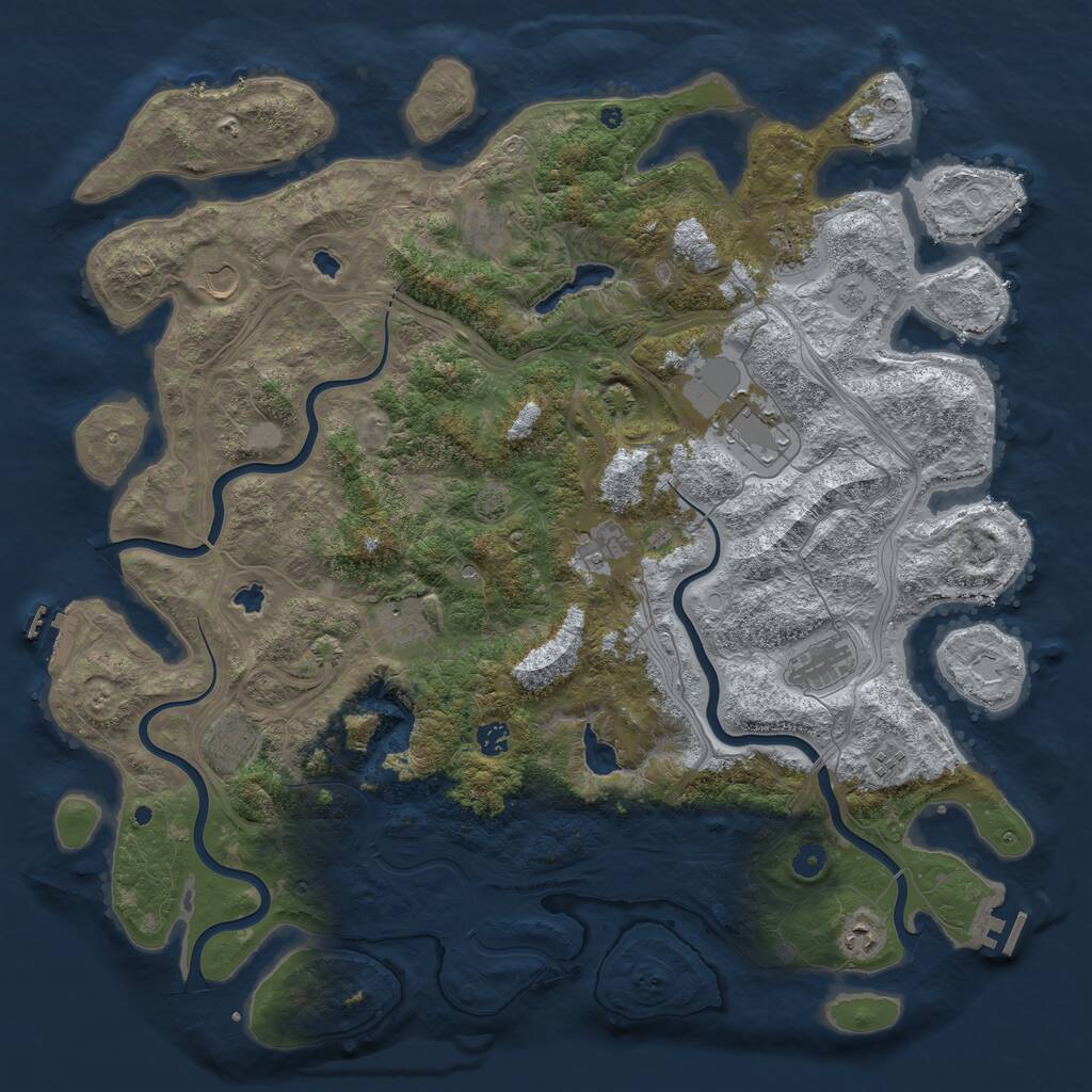 Rust Map: Procedural Map, Size: 4850, Seed: 9999313, 17 Monuments