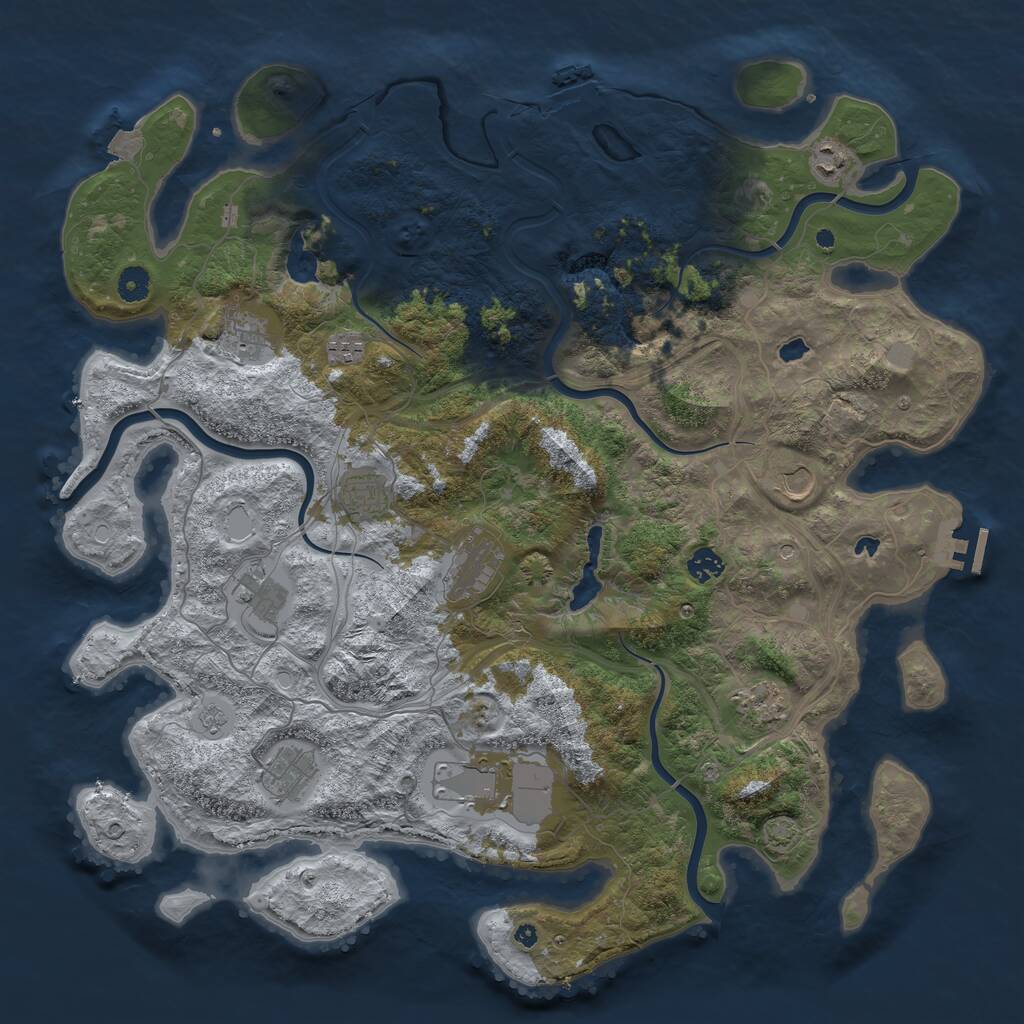 Rust Map: Procedural Map, Size: 4500, Seed: 1552584161, 17 Monuments