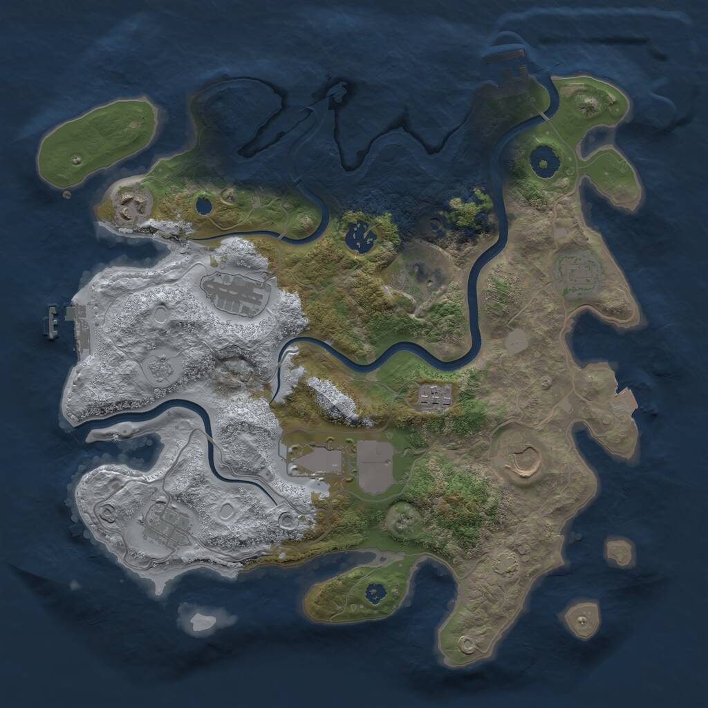 Rust Map: Procedural Map, Size: 3500, Seed: 522222295, 15 Monuments