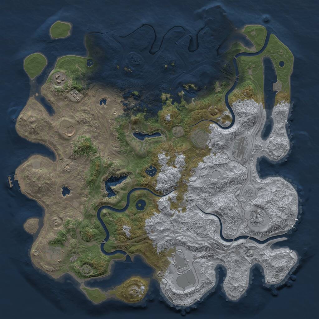 Rust Map: Procedural Map, Size: 4500, Seed: 1093507148, 15 Monuments