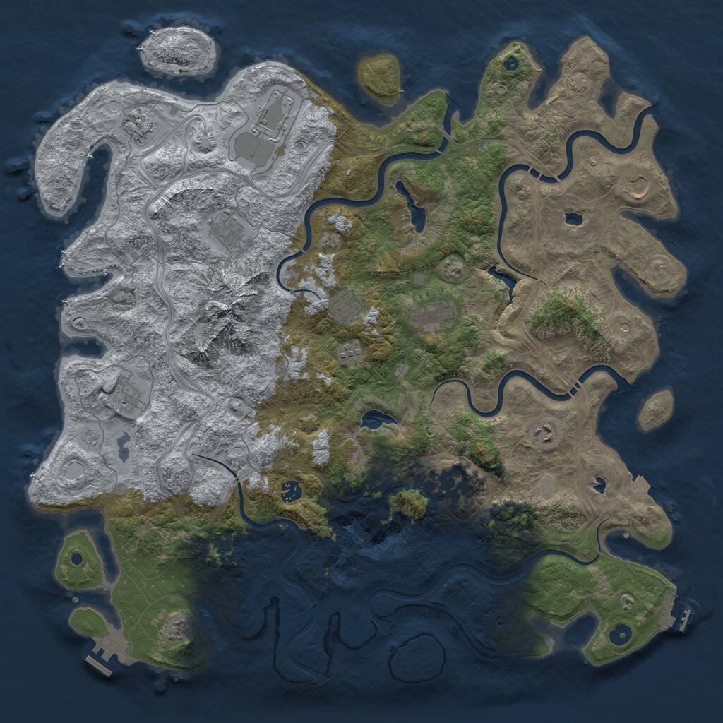 Rust Map: Procedural Map, Size: 5000, Seed: 1891952509, 17 Monuments