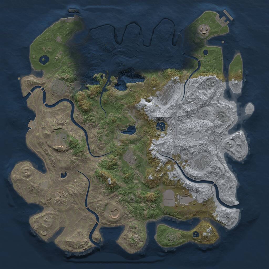 Rust Map: Procedural Map, Size: 4250, Seed: 930759510, 17 Monuments