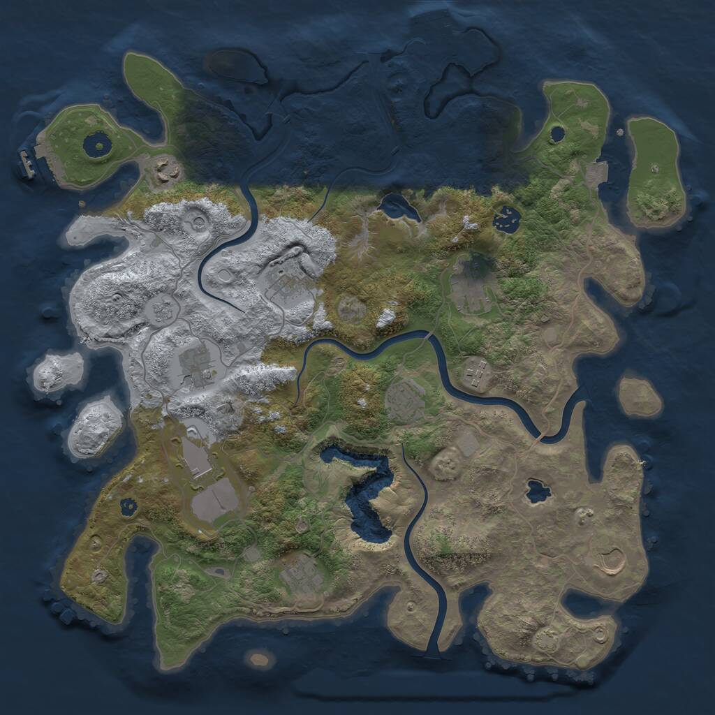 Rust Map: Procedural Map, Size: 4000, Seed: 548459496, 16 Monuments