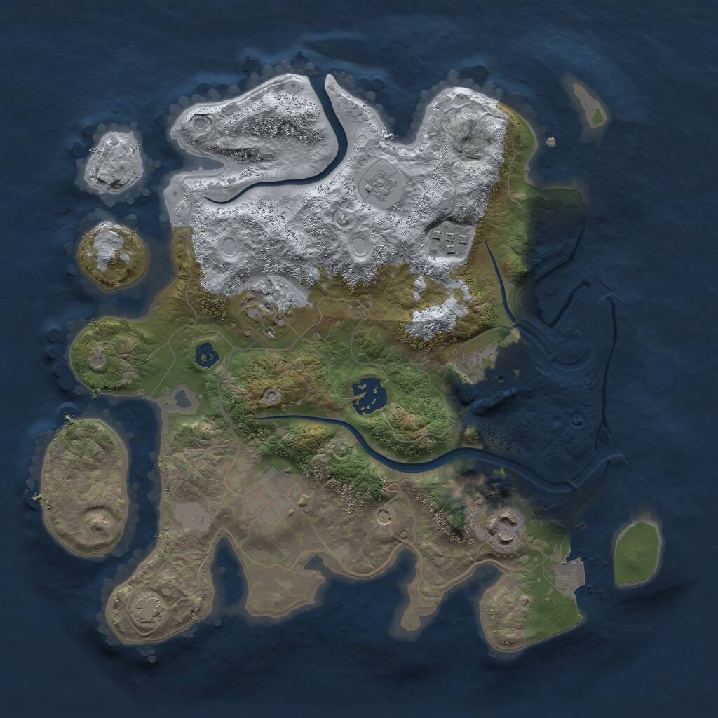 Rust Map: Procedural Map, Size: 3000, Seed: 378414826, 10 Monuments